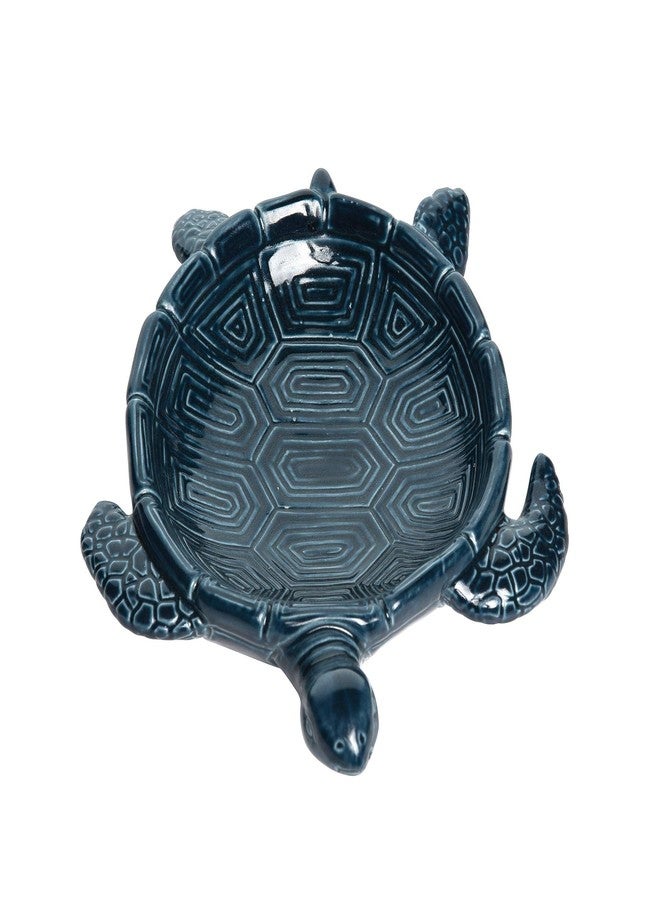 Beachcombers 6.5" x 7.76" Decorative Sea Turtle Shaped Dish All Seasons Summer Coastal Nautical Condiment Serving Jewelry Ring Earring Bedroom Holder Decor Decoration Blue - Image 1