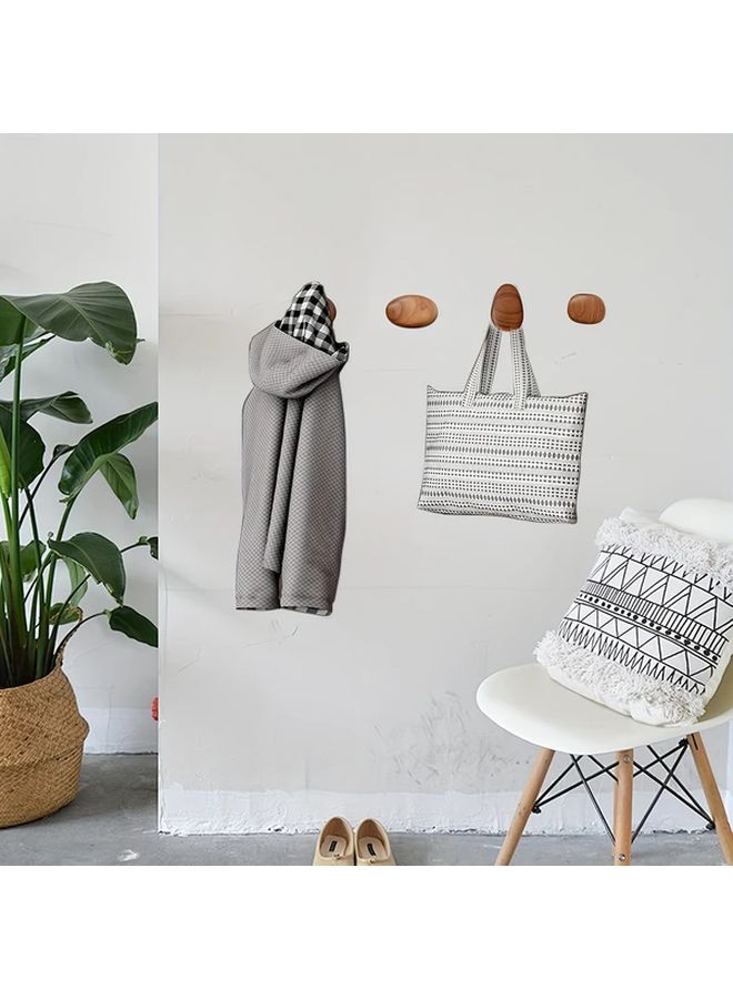 4 قطع خطافات حائط خشبية طبيعية على شكل حصاة، خطافات جدارية ريفية معلقة للمعاطف والحقائب والمناشف، تركيب سهل، ديكور منزلي ريفي - Image 4