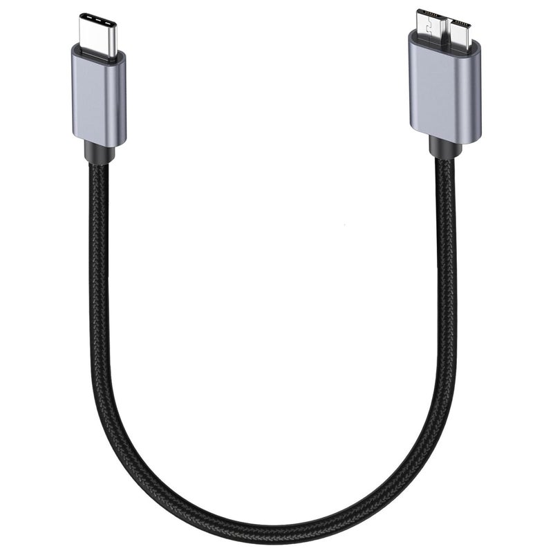 AWADUO USB Type C to Micro B Cable, 10Gbps Speed External Hard Drive Braided USB Type C to Micro B Charge Cord Compatible with Seagate WD Westgate My Passport, Tablet(Black, 0.5m/1.64ft) - Image 2
