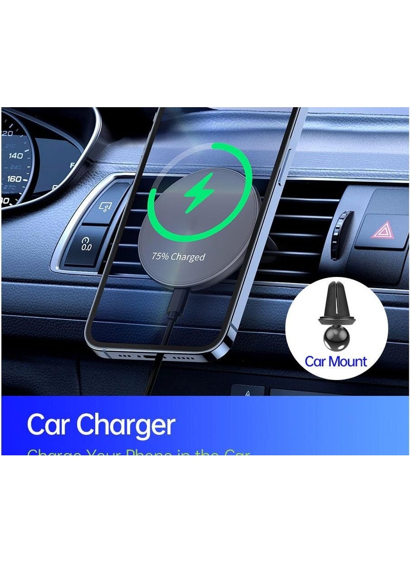Coofbe - 3in1 Magsafe 15W Wireless Charging Stand Car Charger for iPhone 14 13 12 11 Pro Max Charger - Image 1