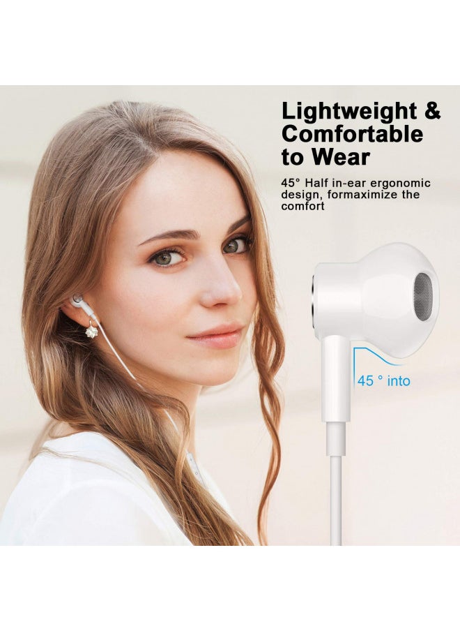 iMangoo USB C Headphones, Type C Earphones for Samsung Galaxy S20 S21 S22 S23 S24 FE Ultra Apple iPhone 15 Pro Max iPad Magnetic Wired Earbuds Microphone for Android Google Pixel 8 8A 7 7A 6A 6 OnePlus White  - Image 4