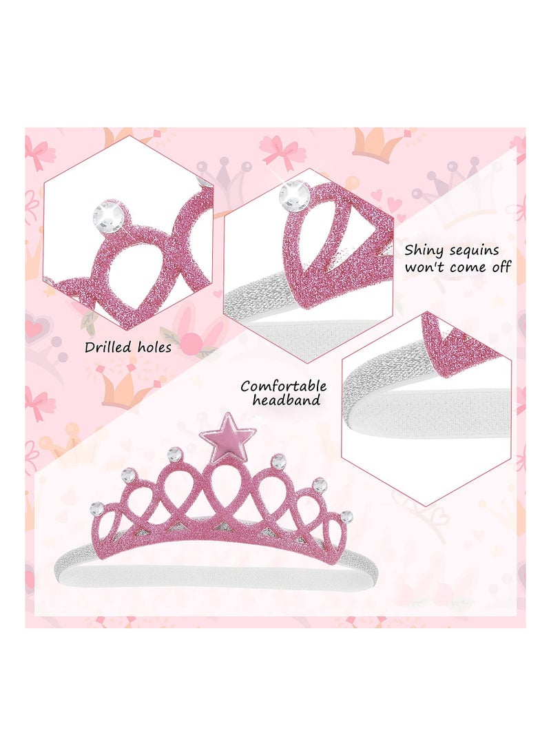 KASTWAVE عصابة رأس مرنة للفتيات، حزام شعر على شكل تاج، عصابة شعر على شكل تاج أميرة، غطاء رأس ناعم، إكسسوارات شعر للأطفال  - Image 3