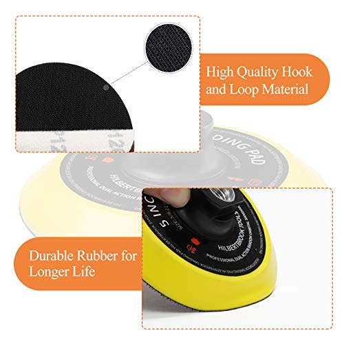 HILBERTBROOK 5 Inch Hook and Loop Backing Pad 5 Inch Backing Plate with 5/8-11 Threads Sanding Pad Angle Grinder Accessories Sanding Buffing Polishing,1 Pack - Image 5
