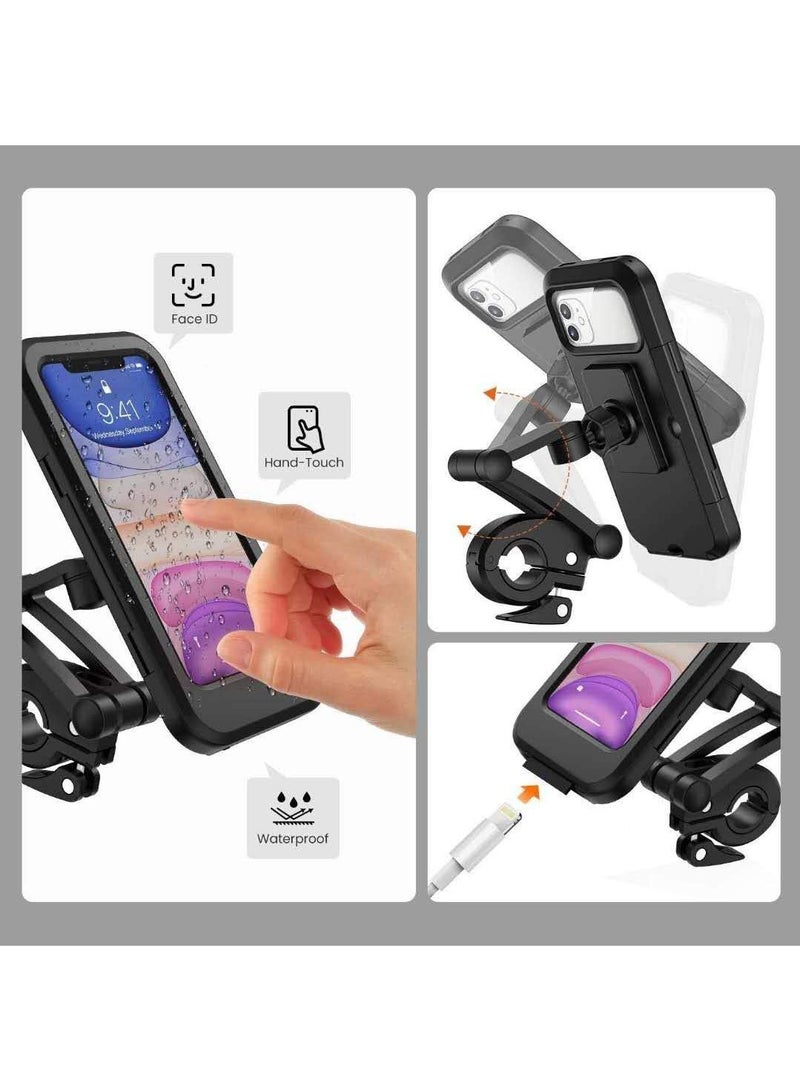 HouDeOS Cycle Phone Holder Waterproof,Motorcycle Handlebar Mount,Mountain Bicycle Cellphone Clamp，Scooter Phone Clip Freely Adjustable - Image 5