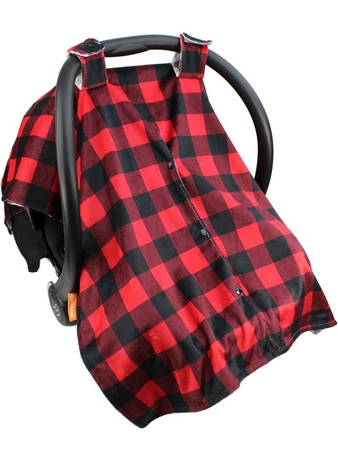 Dear Baby Gear Car Seat Canopy - Unisex Infant Car Seat Cover - Soft and Breathable Fabric - Fits Most Car Seats - Winter Moose/Red Black Plaid 40"x30" - Image 4