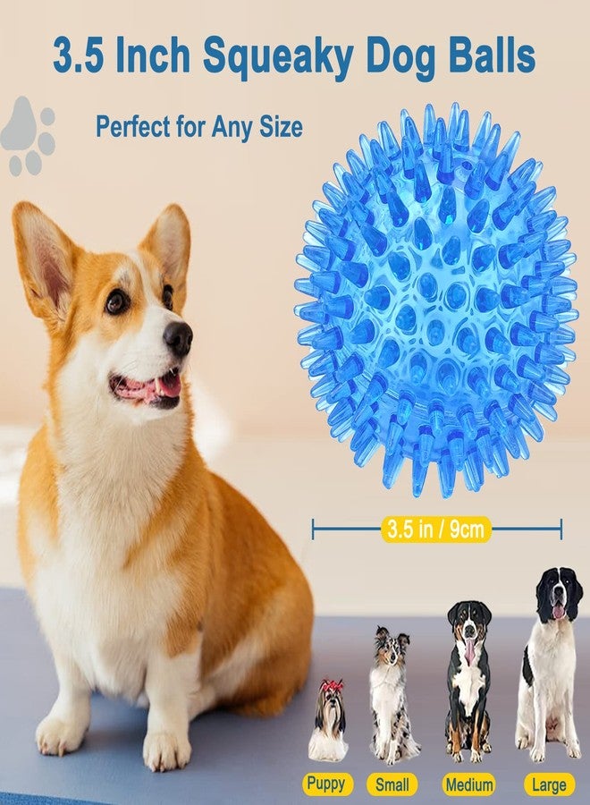 Beieverluck 12 Pack 3.5 Inch Squeaky Dog Toy Balls Spikey Dog Balls Large Dog Chew Toys for Medium Large and Small Dogs for Aggressive Chewers,4 Colors - Image 2