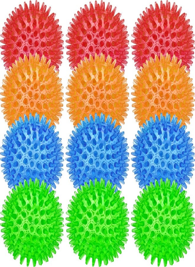 Beieverluck 12 Pack 3.5 Inch Squeaky Dog Toy Balls Spikey Dog Balls Large Dog Chew Toys for Medium Large and Small Dogs for Aggressive Chewers,4 Colors - Image 1