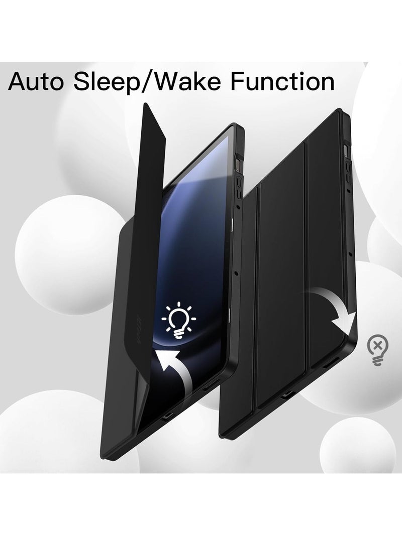 JAJEEK "2024 Case for Samsung Galaxy Tab S9 FE+ / S9 FE Plus 12.4-Inch – Soft TPU Tri-Fold Stand Protective Cover with S Pen Holder, S Pen Charging Support, Auto Wake/Sleep (Black)" - Image 5