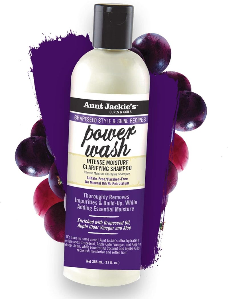Grapeseed Style And Shine Recipes Power Wash Instense Moisture Clarifying Hair Shampoo, 12 Fl Oz - Image 1