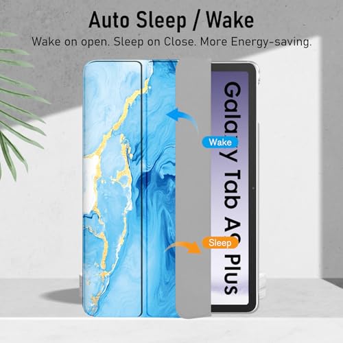 Robustrion Cover for Samsung Galaxy Tab A9 Plus 11 inch, Flip Cover Case for Samsung A9 Plus Tablet with Translucent Back [Auto Sleep Wake Support] - Ocean Blue - Image 3