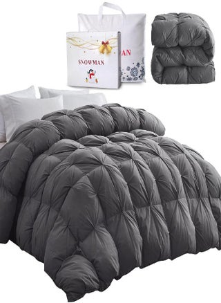 SNOWMAN All-Season 75% Down Comforter Queen Size, Pinch Pleat Duvet Insert with 8 Corner Tabs, Medium Warm Bed Comforter, Soft and Durable Down Proof Cotton Blended Fabric (Grey, 90"x90") - pzsku/Z62B2A9ED3A7EAE307CF3Z/45/_/1693489582/fd1751f9-639c-4db1-bd2a-d0f29195cb6d