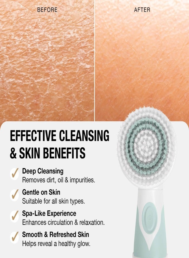 Brookstone Multi Face and Body Cleansing Brush Set | 4 Interchangeable Brush Heads | Rotating Technology for Deep Cleansing | Waterproof Design | White/Mint - Image 5