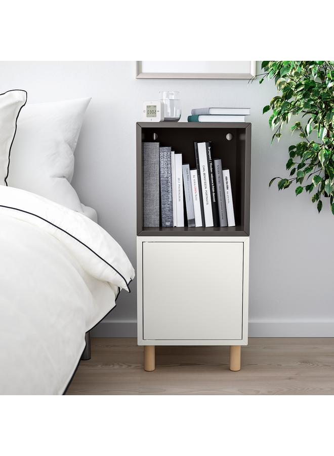 Zaboon Cabinet Combination With Legs, White Dark Grey/Wood, 35X35X80 Cm - Image 2