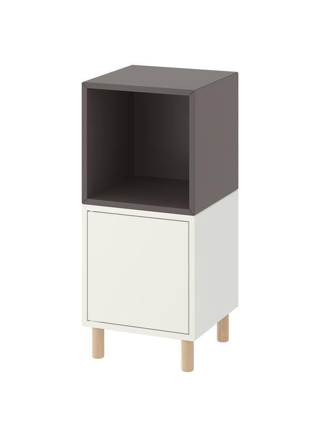 Zaboon Cabinet Combination With Legs, White Dark Grey/Wood, 35X35X80 Cm - Image 1