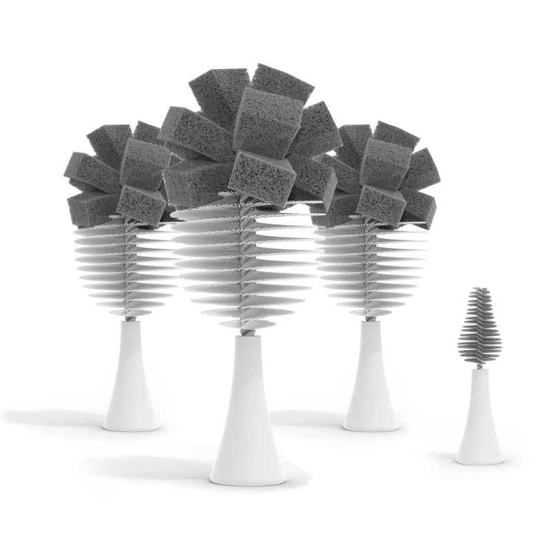NANOBÃ‰BÃ‰ Nanobebe Baby Bottle Cleaner Replacement Heads - for E-Brush Electric Rechargeable Bottle Cleaning Brush and Flexy Brush in Gift Sets, for Baby Accessories, Pacifiers, and Sippy Cups - 4pk, Grey - Image 1