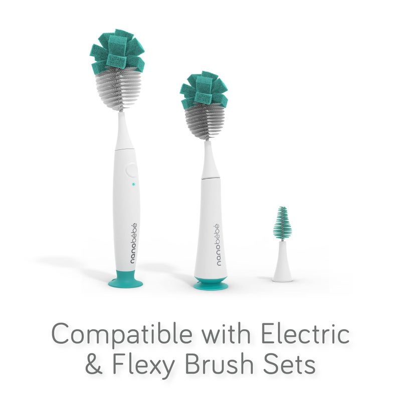 NANOBÃ‰BÃ‰ Nanobebe Baby Bottle Cleaner Replacement Heads - for E-Brush Electric Rechargeable Bottle Cleaning Brush and Flexy Brush in Gift Sets, for Baby Accessories, Pacifiers, and Sippy Cups - 4pk, Grey - Image 3