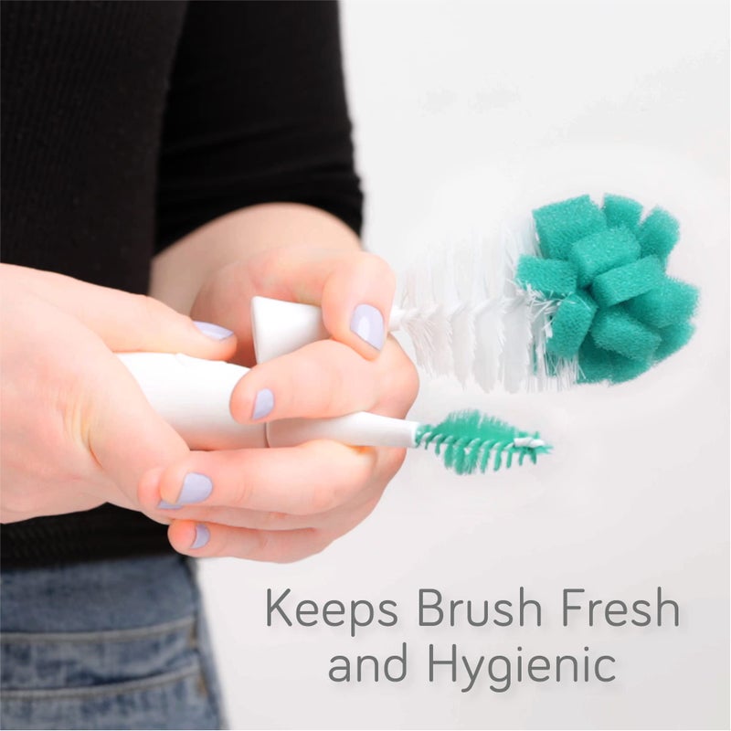 NANOBÃ‰BÃ‰ Nanobebe Baby Bottle Cleaner Replacement Heads - for E-Brush Electric Rechargeable Bottle Cleaning Brush and Flexy Brush in Gift Sets, for Baby Accessories, Pacifiers, and Sippy Cups - 4pk, Grey - Image 2