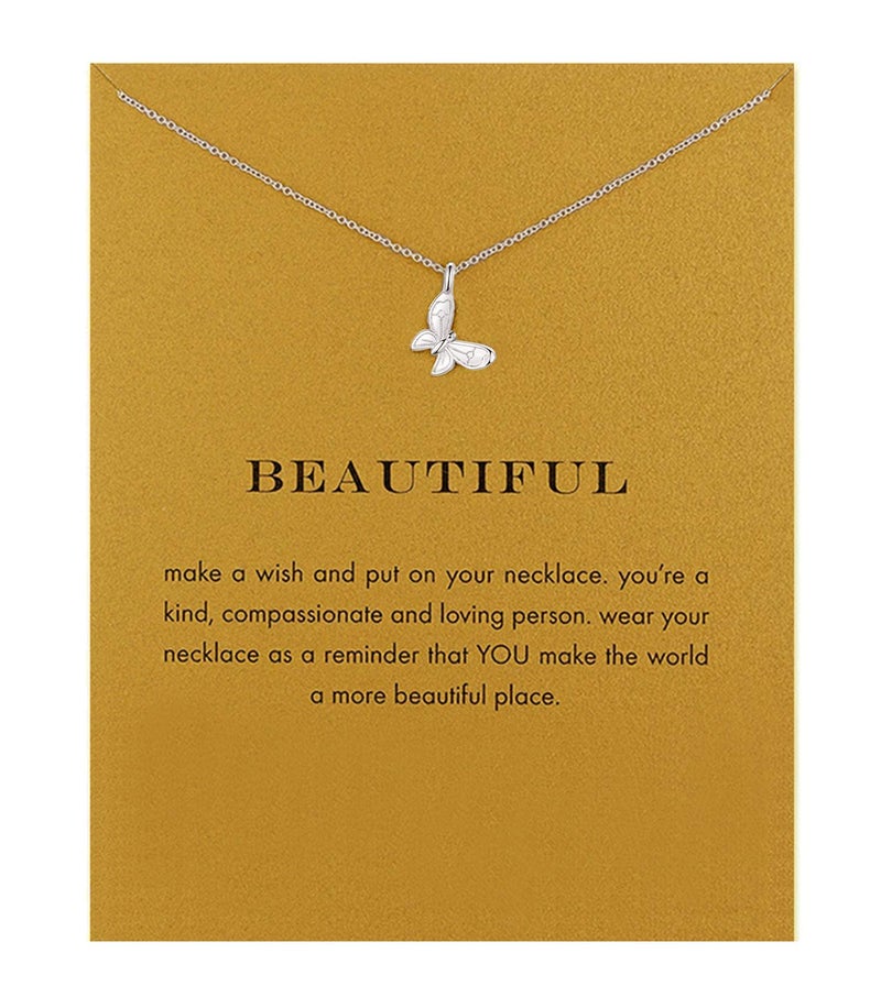 Baydurcan Butterfly Necklace Butterfly Pendant Necklace With Message Card Gift Card (Butterfly) - Image 1