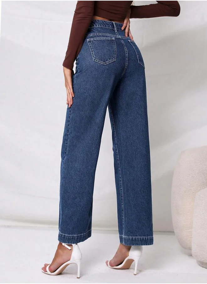 كوتي High-Rise Straight Fit Stretchable Jeans