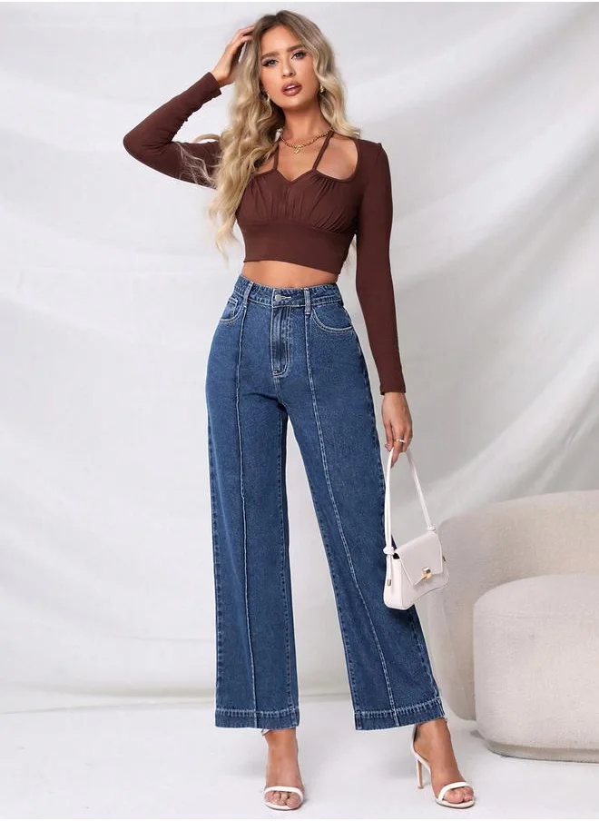 كوتي High-Rise Straight Fit Stretchable Jeans