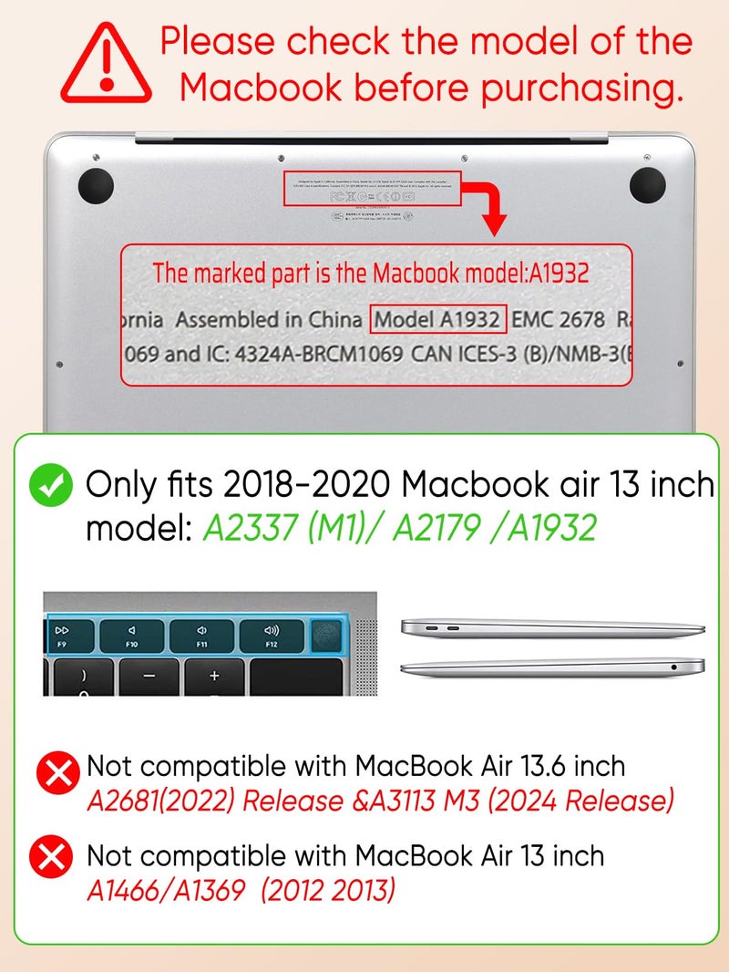 Seorsok Compatible with MacBook Air 13 Inch Case 2022 2021 2020-2018 Release A1932 A2179 M1 A2337 Touch ID,Elegant Sage Blue Flower Plastic Hard Shell Case with Keyboard Cover,Blooming Floral - Image 3