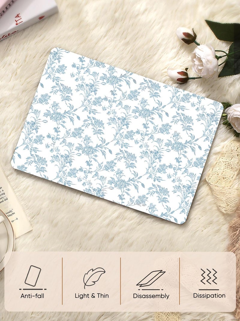 Seorsok Compatible with MacBook Air 13 Inch Case 2022 2021 2020-2018 Release A1932 A2179 M1 A2337 Touch ID,Elegant Sage Blue Flower Plastic Hard Shell Case with Keyboard Cover,Blooming Floral - Image 2