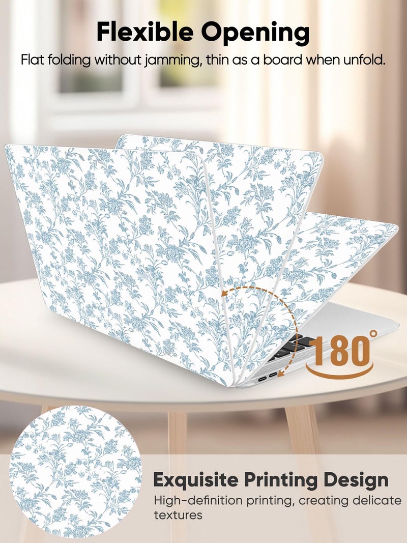 Seorsok Compatible with MacBook Air 13 Inch Case 2022 2021 2020-2018 Release A1932 A2179 M1 A2337 Touch ID,Elegant Sage Blue Flower Plastic Hard Shell Case with Keyboard Cover,Blooming Floral - Image 5