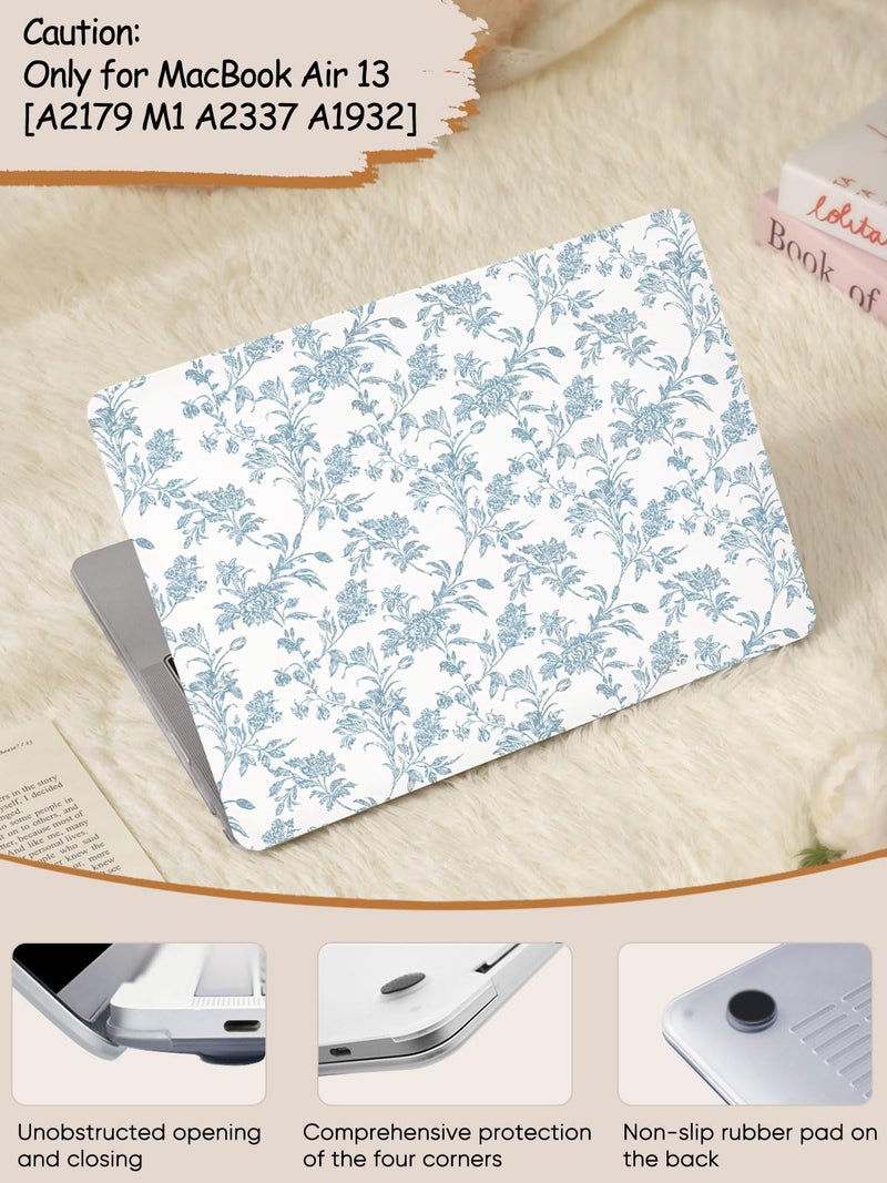 Seorsok Compatible with MacBook Air 13 Inch Case 2022 2021 2020-2018 Release A1932 A2179 M1 A2337 Touch ID,Elegant Sage Blue Flower Plastic Hard Shell Case with Keyboard Cover,Blooming Floral - Image 4