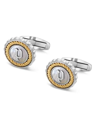 POLICE Cable Silver and Yellow Gold Plated Cufflinks For Men