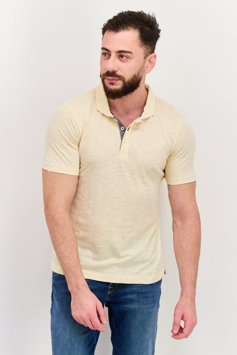 Project Essentials قميص بولو قصير الأكمام للرجال بتصميم عادي، عاجي - Image 1