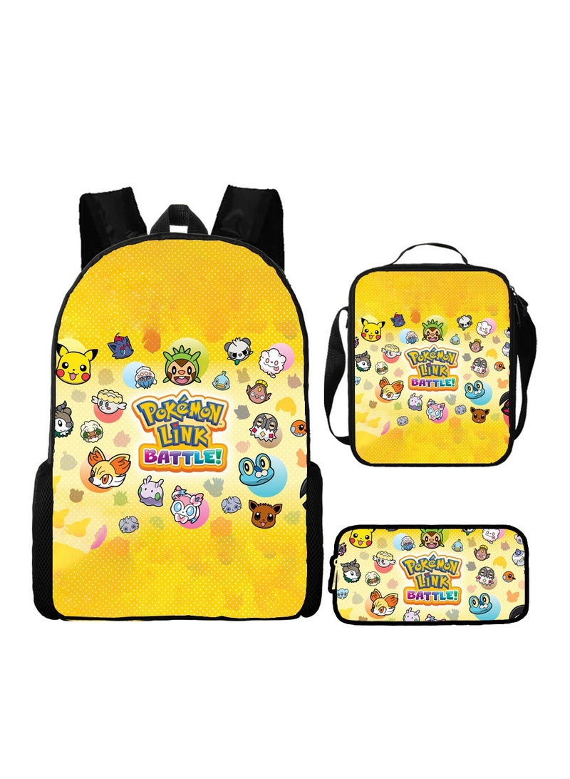 Children's leisure load reducing large capacity printed backpack for elementary school students, 3-piece set - Image 1