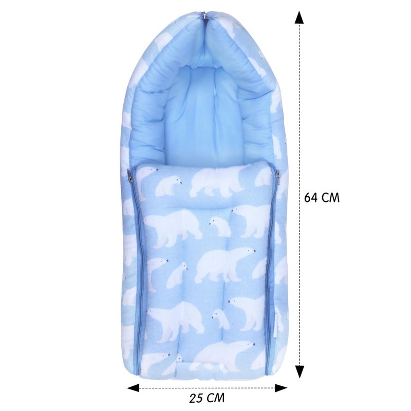 1ST STEP Muslin Cotton 3 in 1 Baby Bed, Sleeping Bag & Carry Nest, Cotton Baby Bedding for New Born & Infant, Portable Bassinet, for Baby Carrying & Sleeping, Unisex Baby Sleeping Bed (BLPOLARBEAR) - Image 2