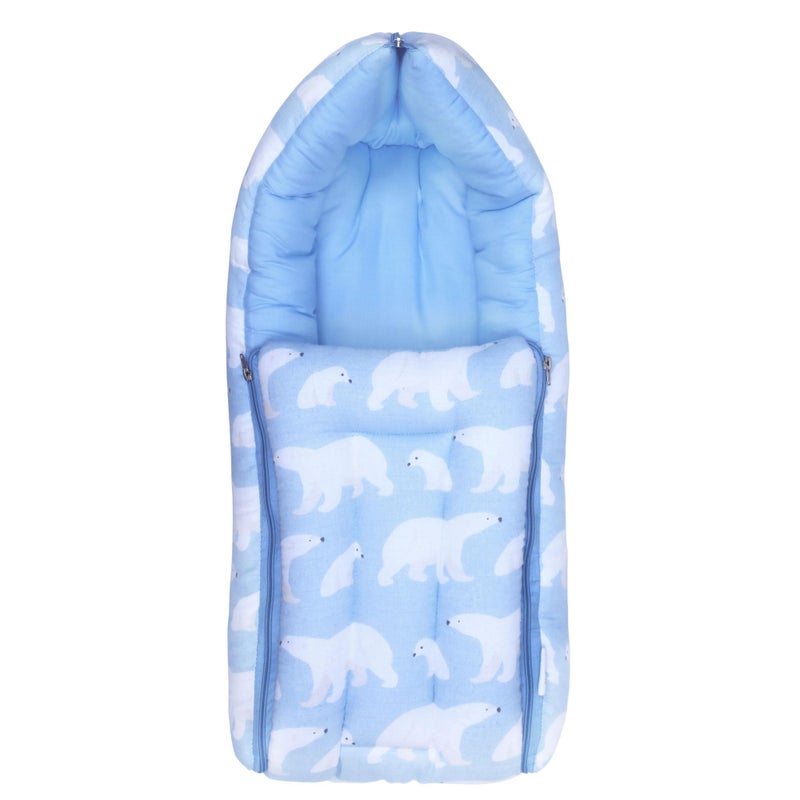 1ST STEP Muslin Cotton 3 in 1 Baby Bed, Sleeping Bag & Carry Nest, Cotton Baby Bedding for New Born & Infant, Portable Bassinet, for Baby Carrying & Sleeping, Unisex Baby Sleeping Bed (BLPOLARBEAR) - Image 1