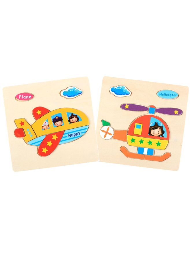 Wooden Puzzles for Kids Boys and Girls Vehicle Set Helicopter & Plane - Image 1