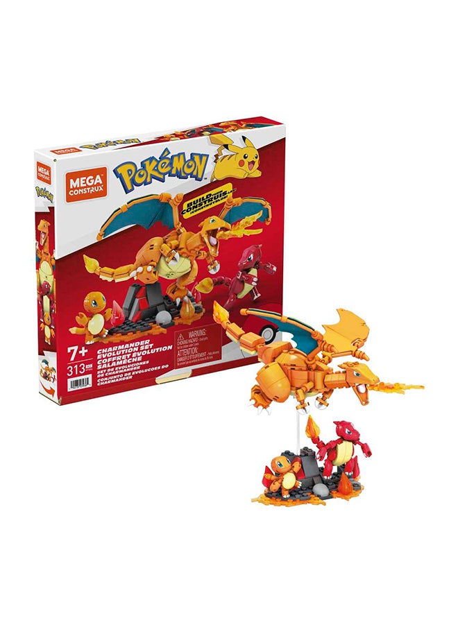 MEGA - Pokémon Action Figure Building Toys For Kids, Charmander Evolution Set With 313 Pieces, 3 Poseable Characters, Charmeleon And Charizard - Image 1