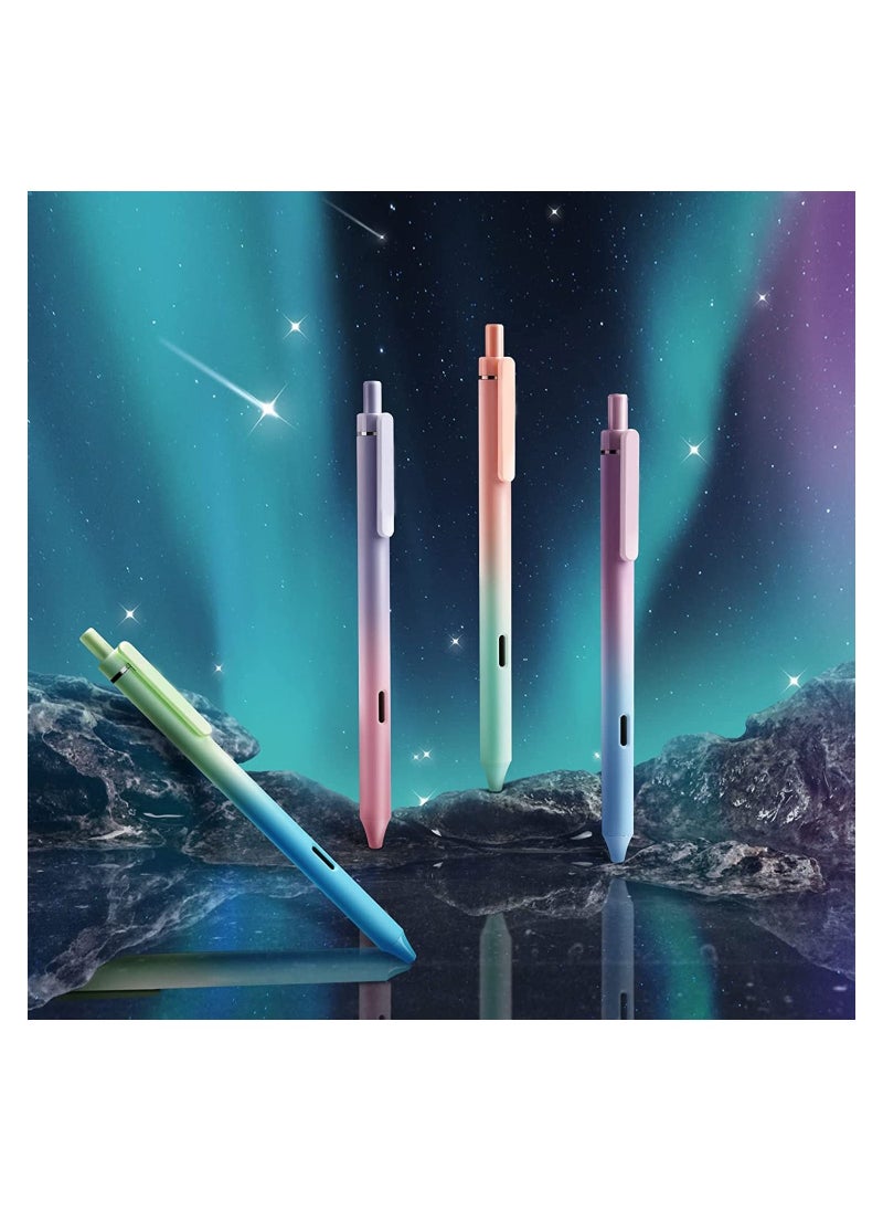 SYOSI - Retractable Gel Ink Pens, Aesthetic Gradient Color Barrel, 4Pcs Black Ink 0.5mm Fine Point Tip Pen Comfort Grip Smooth Writing, for Journaling Note Taking Sketching, Gel Pens Quick Dry Pens - Image 1