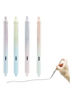 Retractable Gel Ink Pens, Aesthetic Gradient Color Barrel, 4Pcs Black Ink 0.5mm Fine Point Tip Pen Comfort Grip Smooth Writing, for Journaling Note Taking Sketching, Gel Pens Quick Dry Pens
