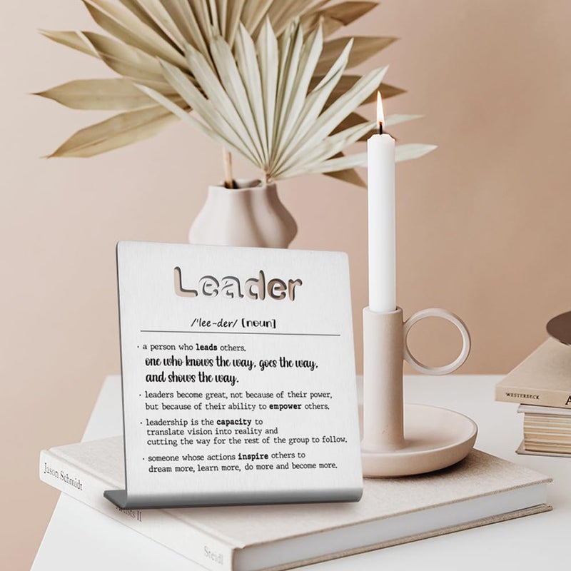 FOKCBOCM Thank You Leader Gifts for Boss Mentor Teacher Retirement Farewell Going Away New Job Leaving Gift Birthday for Leader Mentor Leader Definition Decorative Sign. - Image 2