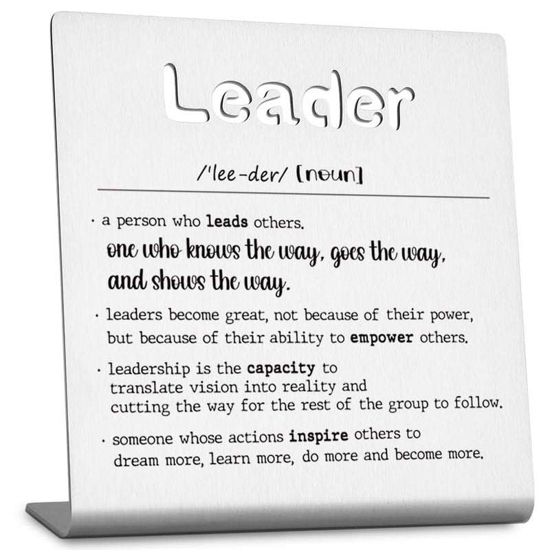 FOKCBOCM Thank You Leader Gifts for Boss Mentor Teacher Retirement Farewell Going Away New Job Leaving Gift Birthday for Leader Mentor Leader Definition Decorative Sign. - Image 1