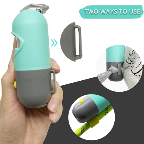 YUCHIYA Dog Poop Bag Holder Dispenser with LED Flashlight - Night Visibility for Safe Evening Walks | Upgraded Hands-Free Leash Clip | Includes 15 Dog Waste Bags(Crystal Blue) - Image 5