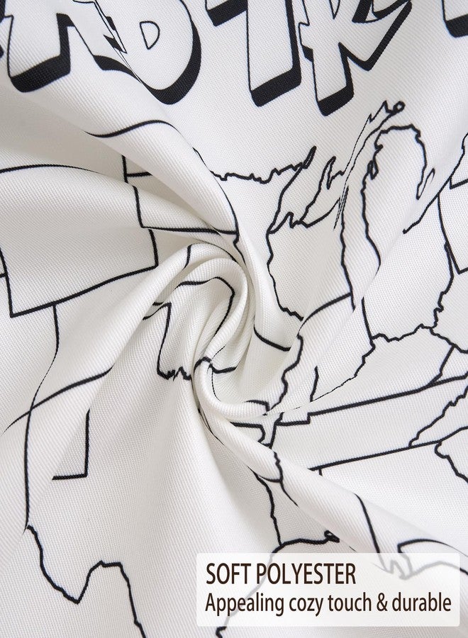 MANWU غطاء وسادة للتلوين بخريطة الولايات المتحدة الأمريكية مع 12 قلم تلوين قماشي، مجموعة من قطعتين، يمكنك تلوين خريطة الولايات الخمسين الأمريكية التي تمت زيارتها بنفسك، غطاء وسادة لتتبع الرحلات، مناسب للمغامرات، عربة التخييم (18 × 18 بوصة) - Image 4