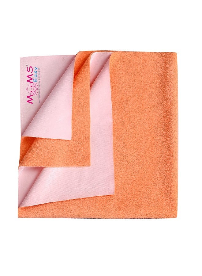 Moms Easy MOMSEASY® New Born Baby Waterproof Bed Protector, Baby Mat Waterproof & Baby Mats for Bed Peach (Large, 140x100 cm) - Image 1
