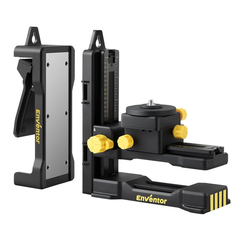 ENVENTOR Fine-tuning Bracket Laser Level Adapter, 1/4"-20 Male Threaded L-Shape Magnetic Pivoting Base with Adjustable Clip for Wall & Ceiling Mounted, 360Â° Adjustable Support, Height Adjustment - Image 1