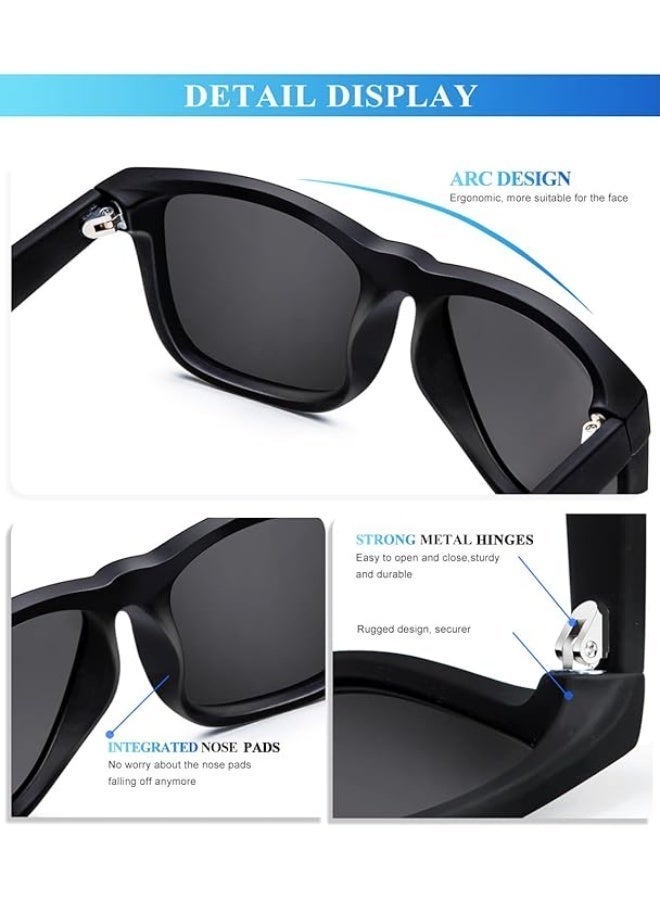 Pack of 2 Polarized Sport Sunglasses Unisex, Carbon Fiber Texture Frame, UV400 Driving, Mirrored Ice Blue & Black - Image 5