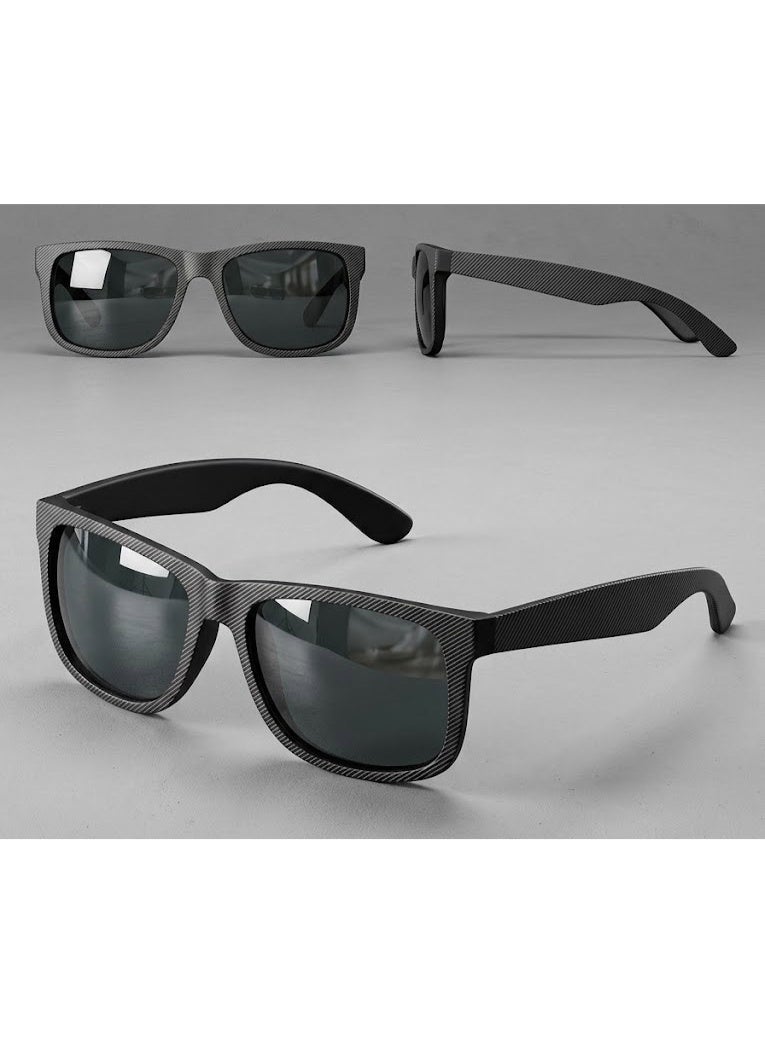 Pack of 2 Polarized Sport Sunglasses Unisex, Carbon Fiber Texture Frame, UV400 Driving, Mirrored Ice Blue & Black - Image 4