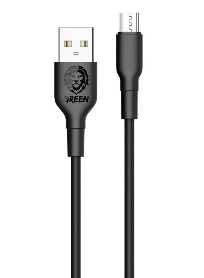 GREEN LION Green PVC Micro USB Cable 1m 2A - Black - Image 1