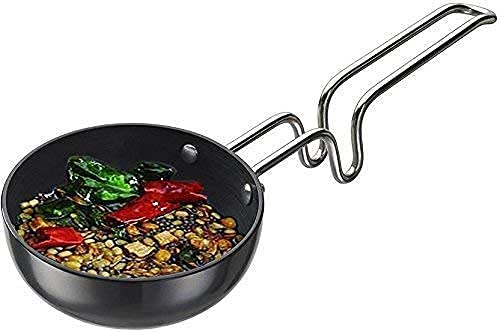 MAGHROLA NonStick Aluminum Chowka Kadai Vagariya Spice Heating Tadka Pan with Steel Handle for rasam sambhar 26 x 12 cm Black 100 mm - Image 1