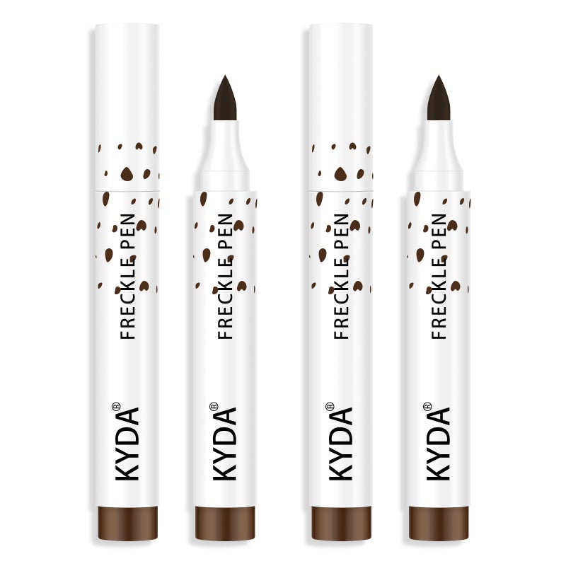KYDA 2 Pcs Freckle Makeup Pen Natural Lifelike Freckle Makeup Pen Magic Freckle Color Waterproof Longlasting Soft Dot Sopt Pen for Natural Effortless Sunkissed MakeupDark Brown