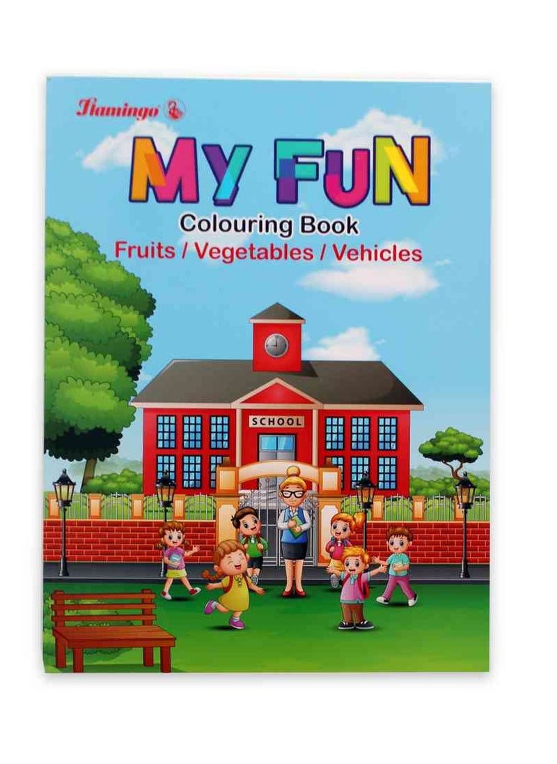 FLAMINGO My Fun Fruits, Vegetables & Vehicles Coloring Book for Kids – Creative Activity Book for Early Learning & Imagination | Educational Coloring Book for Toddlers & Preschoolers | Fun Learning Tool for Kids Ages 3+  - Image 1