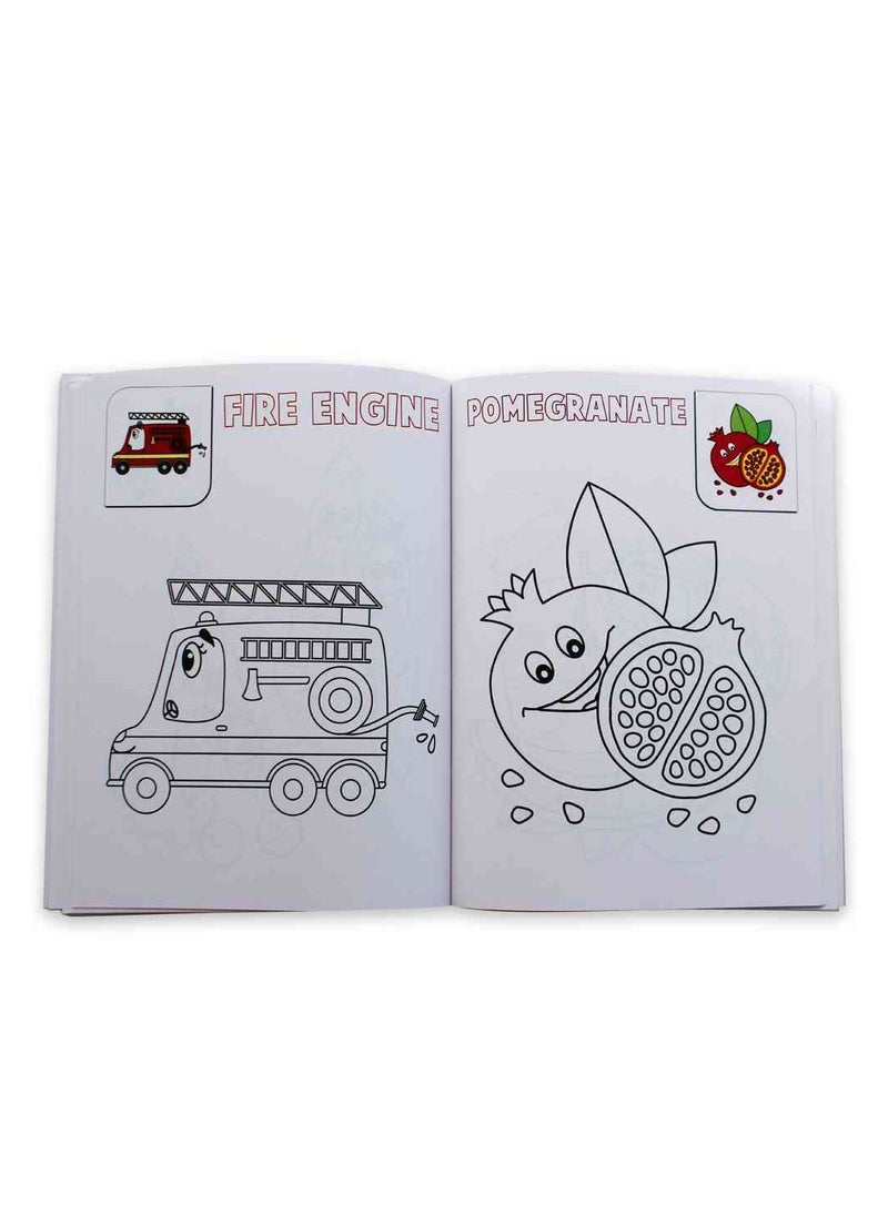 FLAMINGO My Fun Fruits, Vegetables & Vehicles Coloring Book for Kids – Creative Activity Book for Early Learning & Imagination | Educational Coloring Book for Toddlers & Preschoolers | Fun Learning Tool for Kids Ages 3+  - Image 4